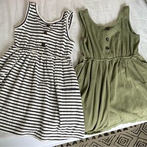 Old Navy Girls' Olive Green Tank Dress with Buttons